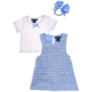 Freestyle Girls  3Pc Baby Blue Boucle Dress Set, Blue